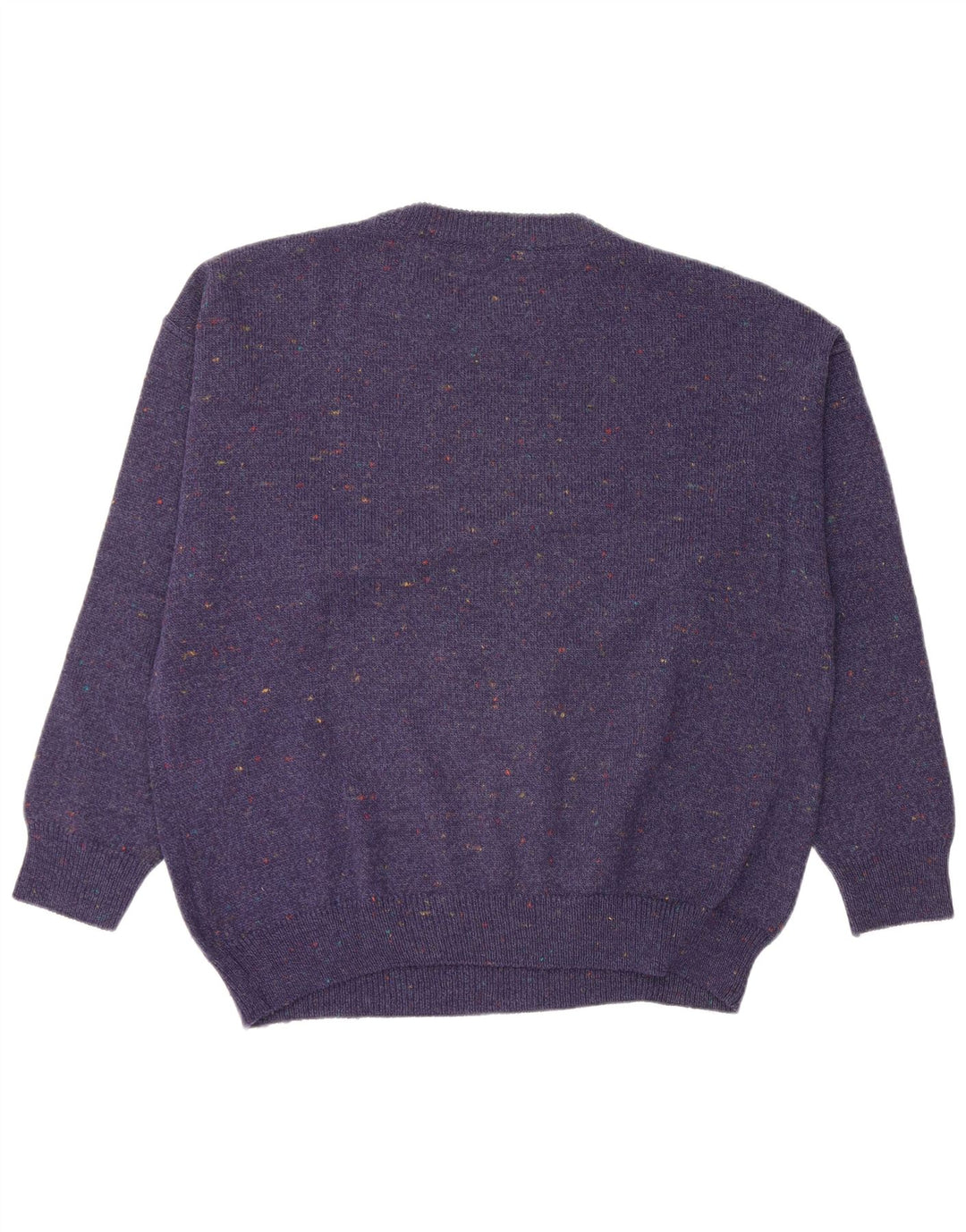 Maglione girocollo da uomo vintage in lana geometrica blu navy medio