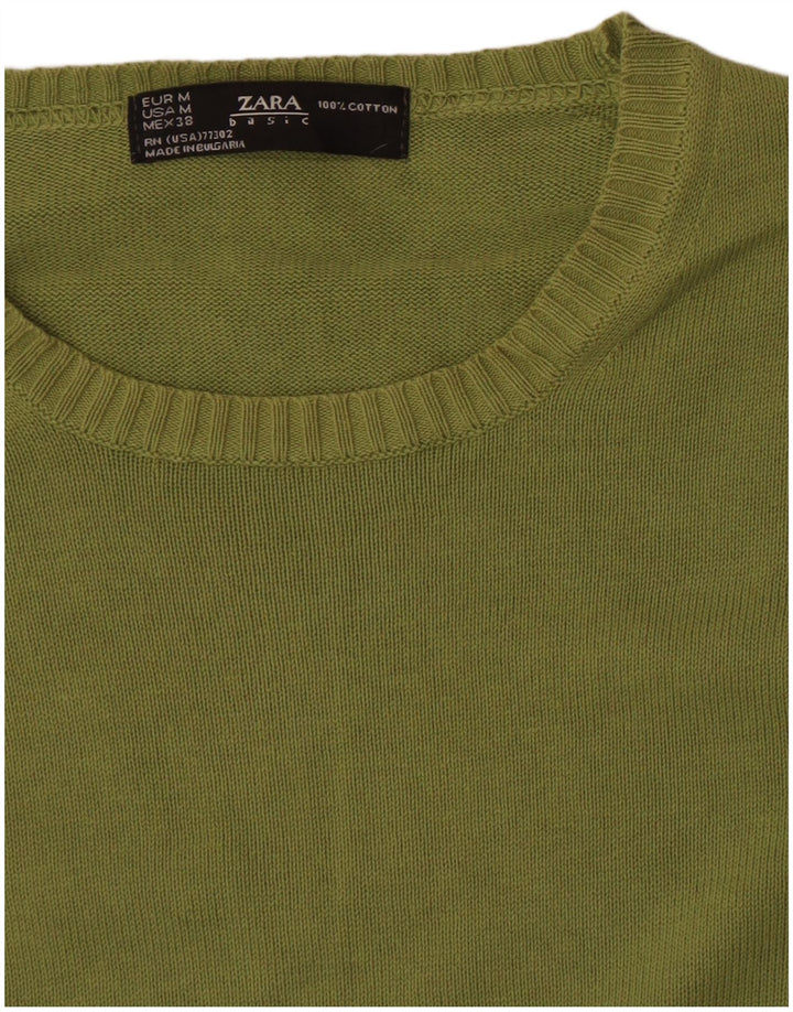Maglione maglione girocollo da uomo Zara in cotone verde medio