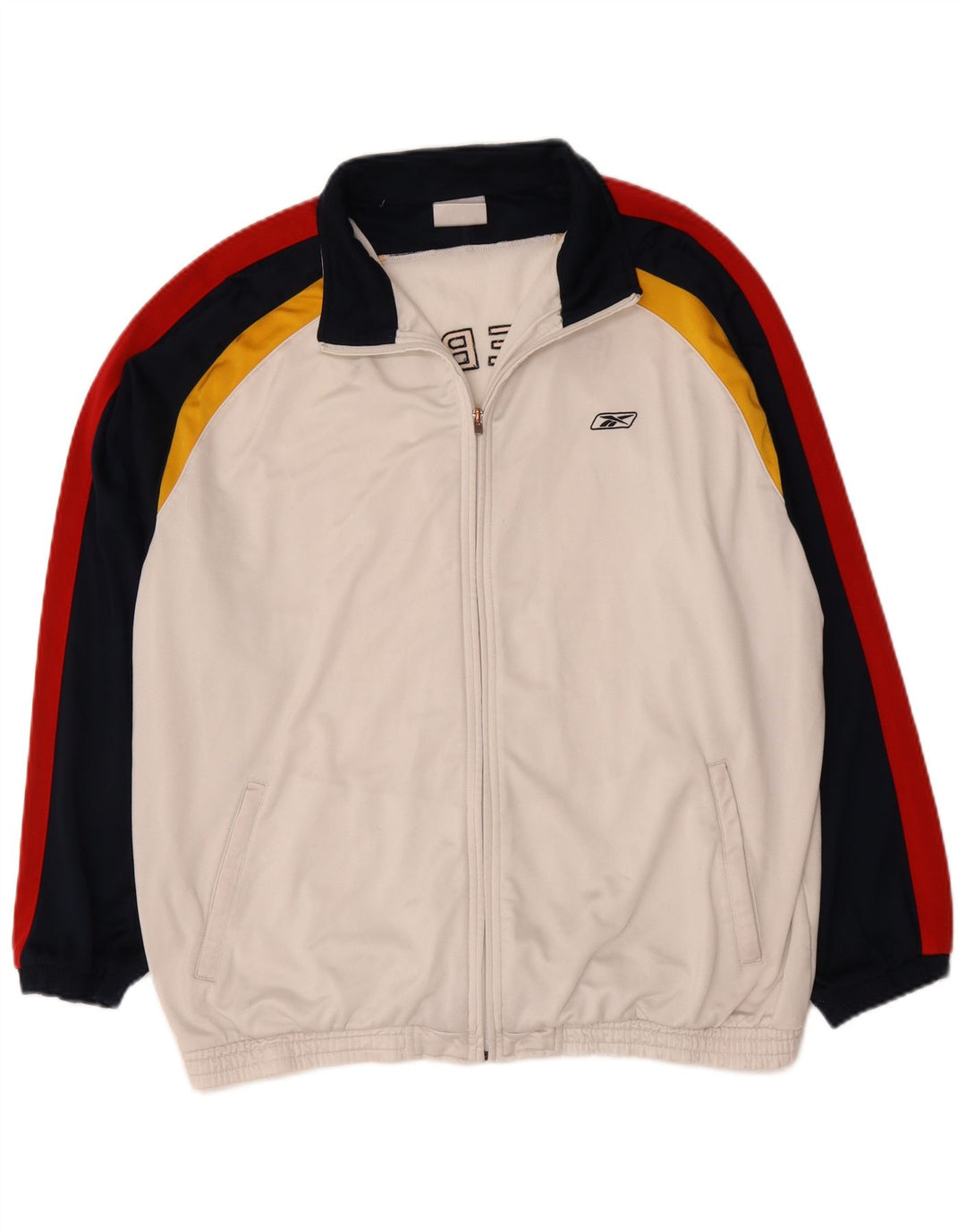 Giacca da ginnastica Reebok da uomo con vestibilità ampia e grafica, grande, colore bianco