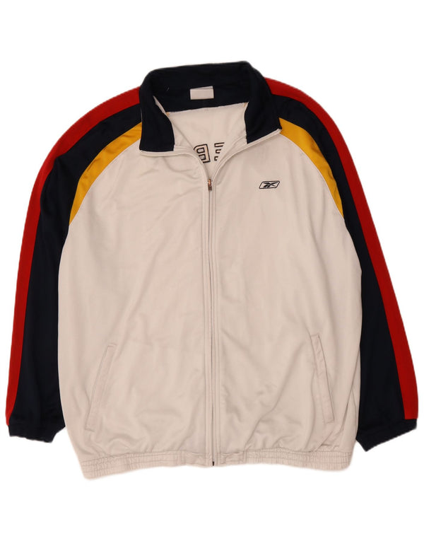 Giacca da ginnastica Reebok da uomo con vestibilità ampia e grafica, grande, colore bianco
