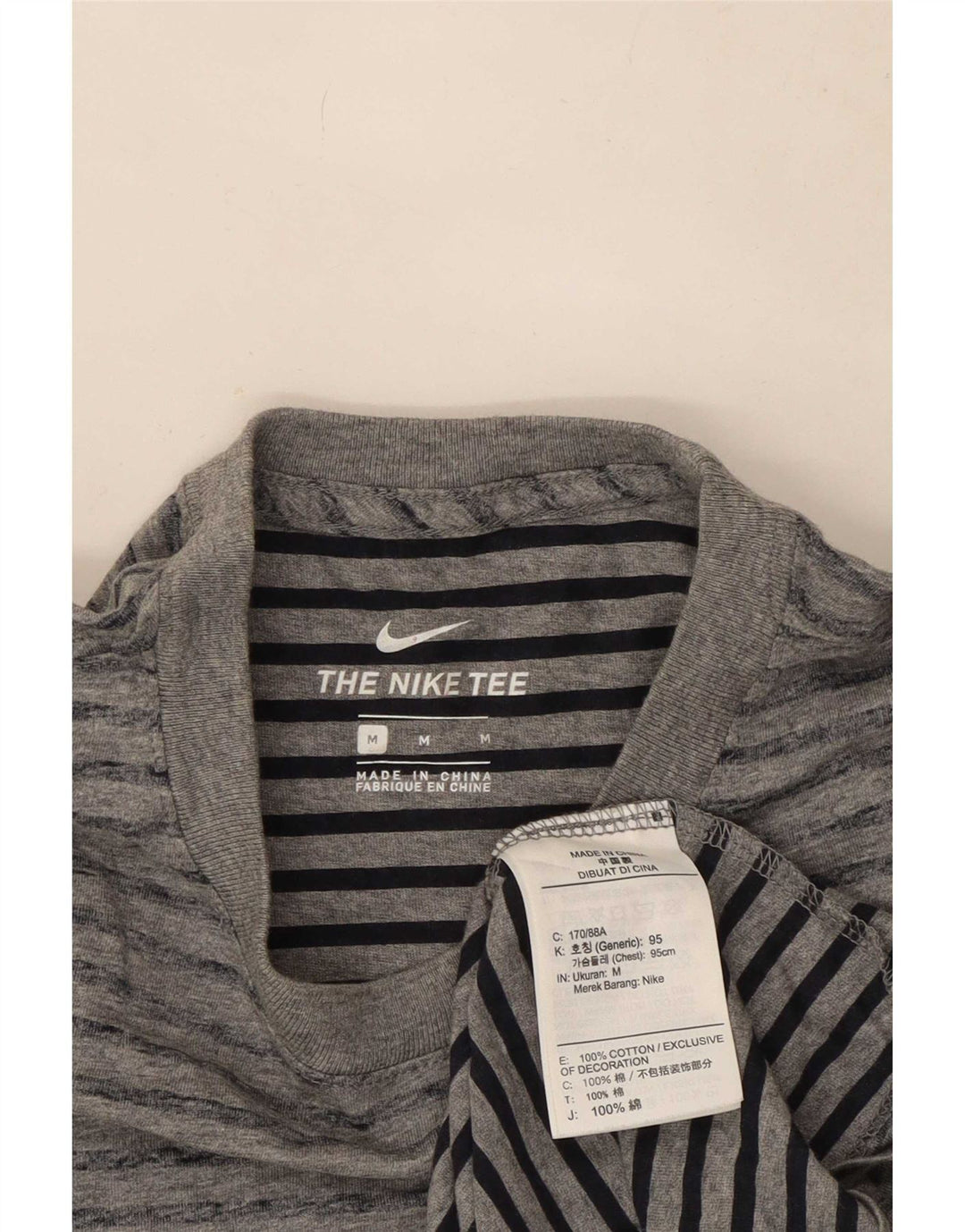 T-shirt da uomo Nike Top in cotone a righe grigio medio