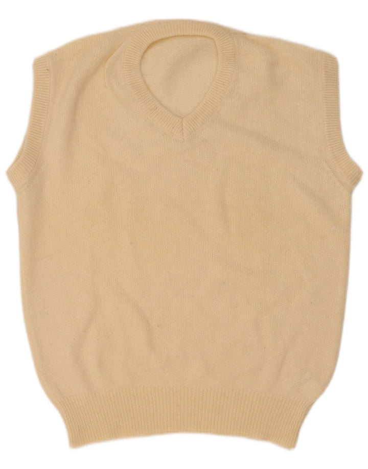 Canotta vintage da uomo in lana beige medio