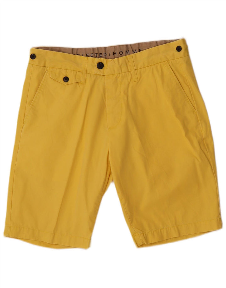 Pantaloncini chino vintage da uomo grandi W34 in cotone giallo