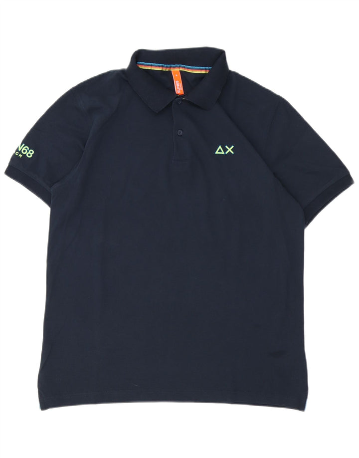 Polo da uomo Sun68 XL in cotone blu navy