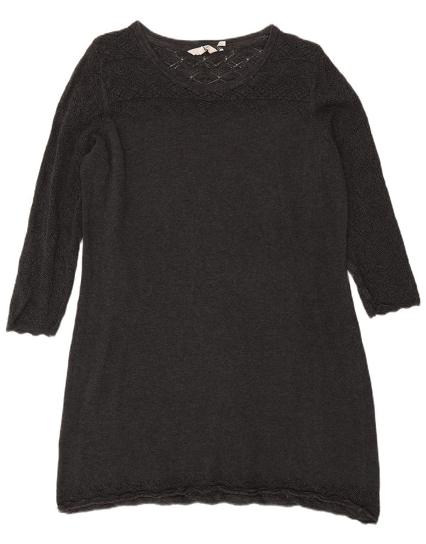 Abito maglione da donna con maniche a 3/4 Fat Face UK 14 Cotone grigio medio