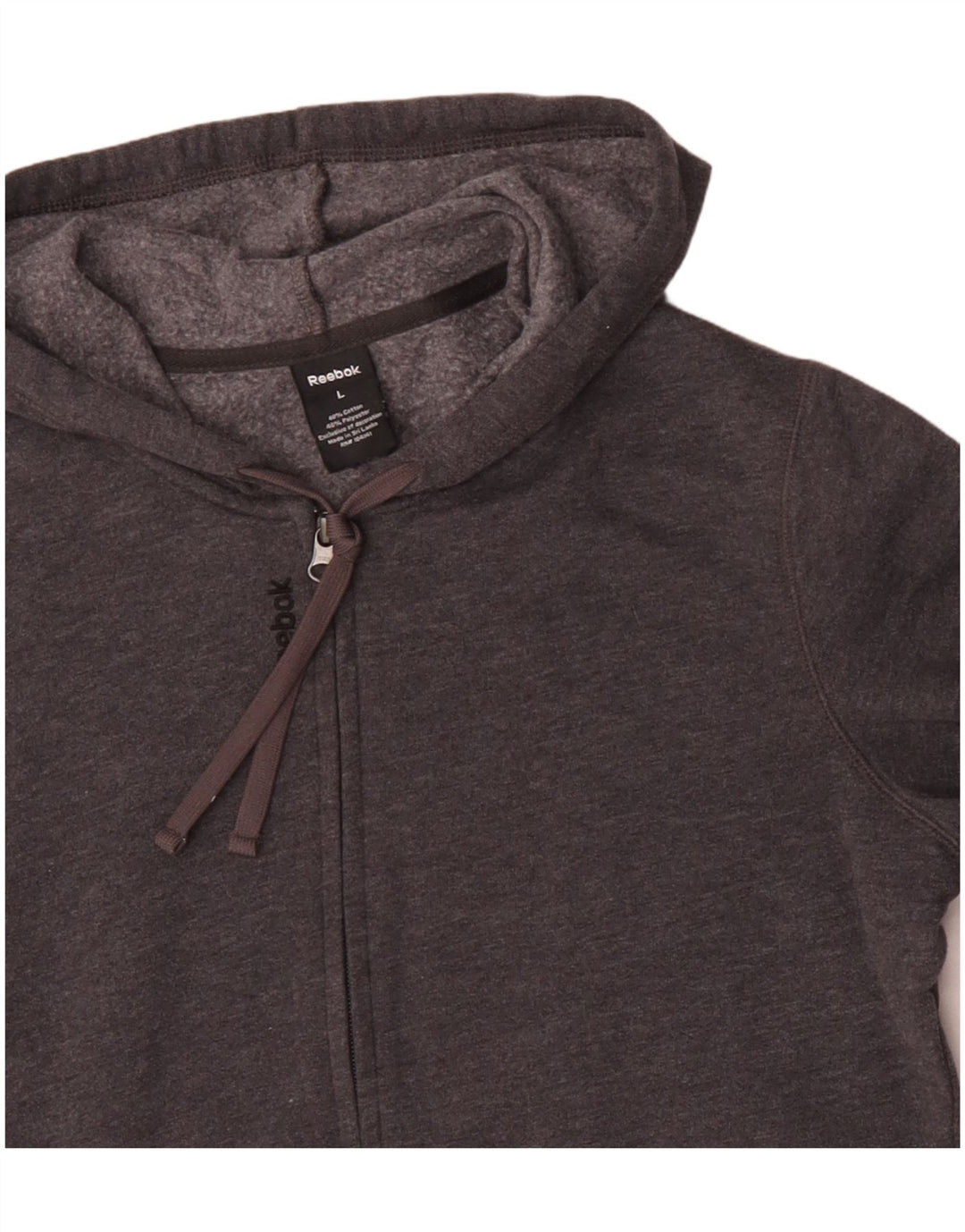 REEBOK Felpa con cappuccio e zip da uomo grande in cotone grigio