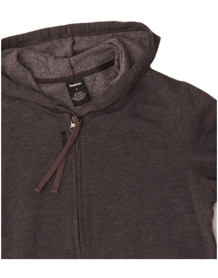 REEBOK Felpa con cappuccio e zip da uomo grande in cotone grigio