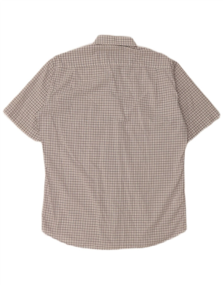 Camicia a maniche corte da uomo HUGO BOSS taglia 40 15 3/4 cotone medio a quadri bianco