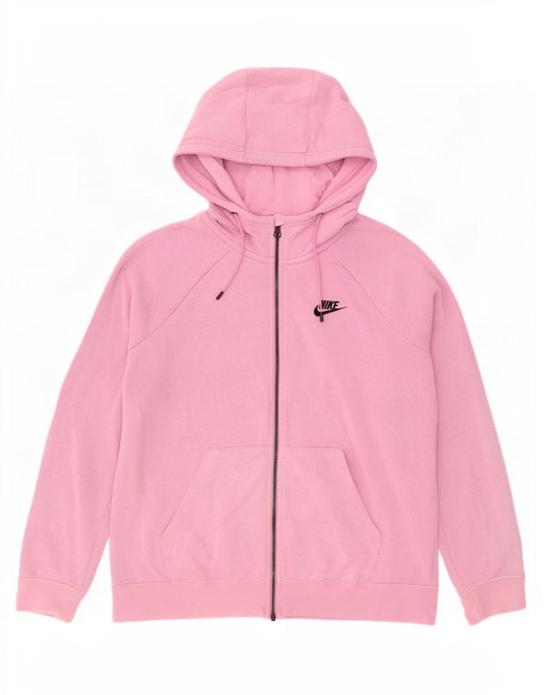Felpa con cappuccio e zip Nike da donna, vestibilità rilassata, UK 14, cotone rosa medio