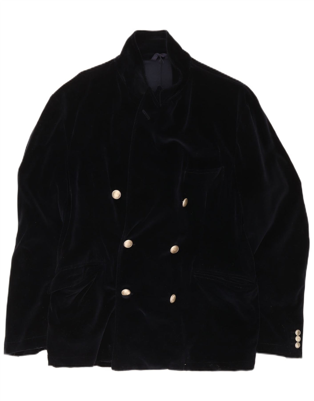 Giacca blazer doppiopetto in velluto da uomo Fraizzoli UK 38 medio blu navy