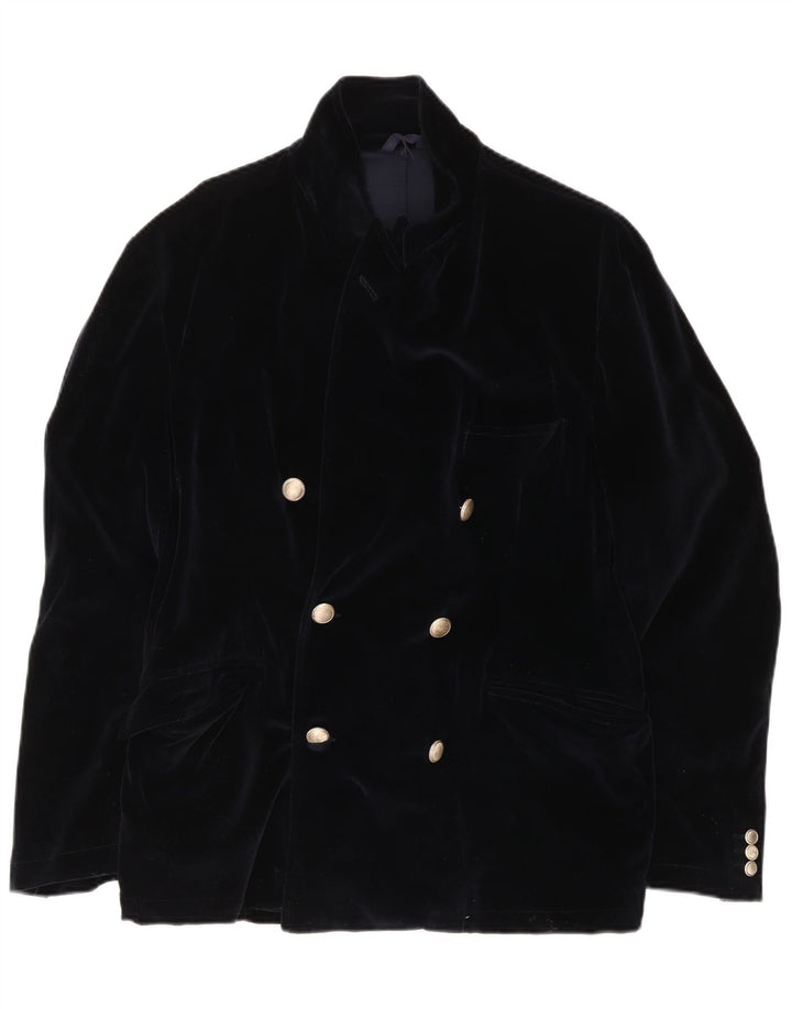 Giacca blazer doppiopetto in velluto da uomo Fraizzoli UK 38 medio blu navy