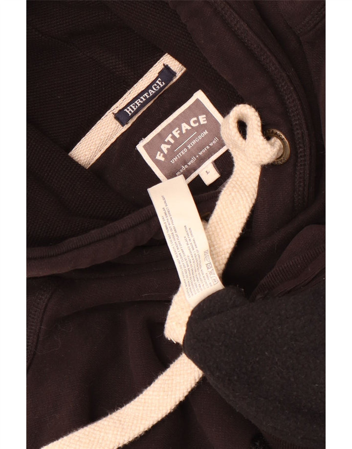 Felpa con cappuccio grafica da uomo Fat Face Heritage, grande cotone nero