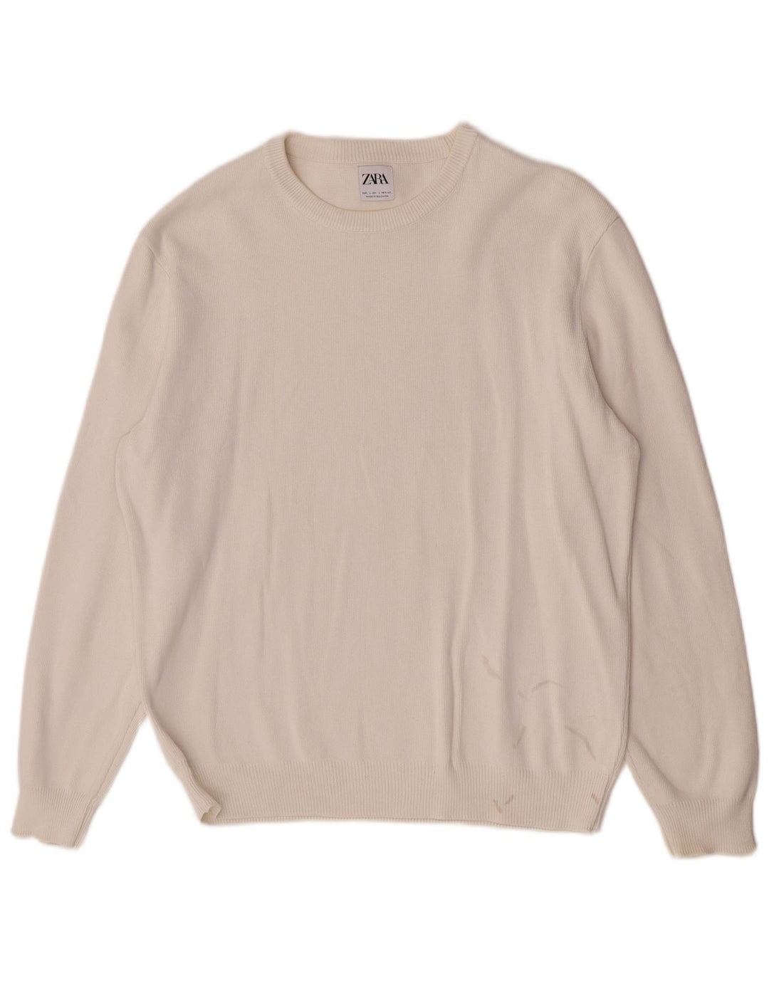 Maglione maglione girocollo da uomo Zara grande in cotone bianco