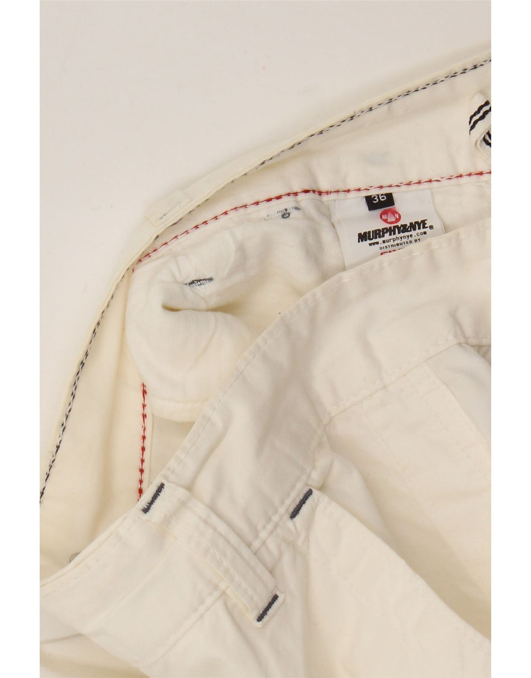 Pantaloncini chino da uomo Murphy & Nye W36 grandi in cotone bianco