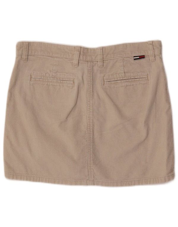 Mini gonna di velluto a coste da donna Tommy Hilfiger US 9 media W30 cotone beige
