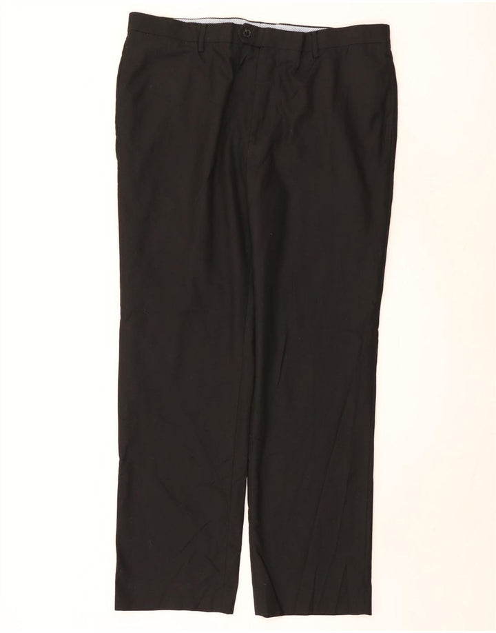 TOMMY HILFIGER Pantaloni da abito dritti da uomo W40 L31 poliestere nero