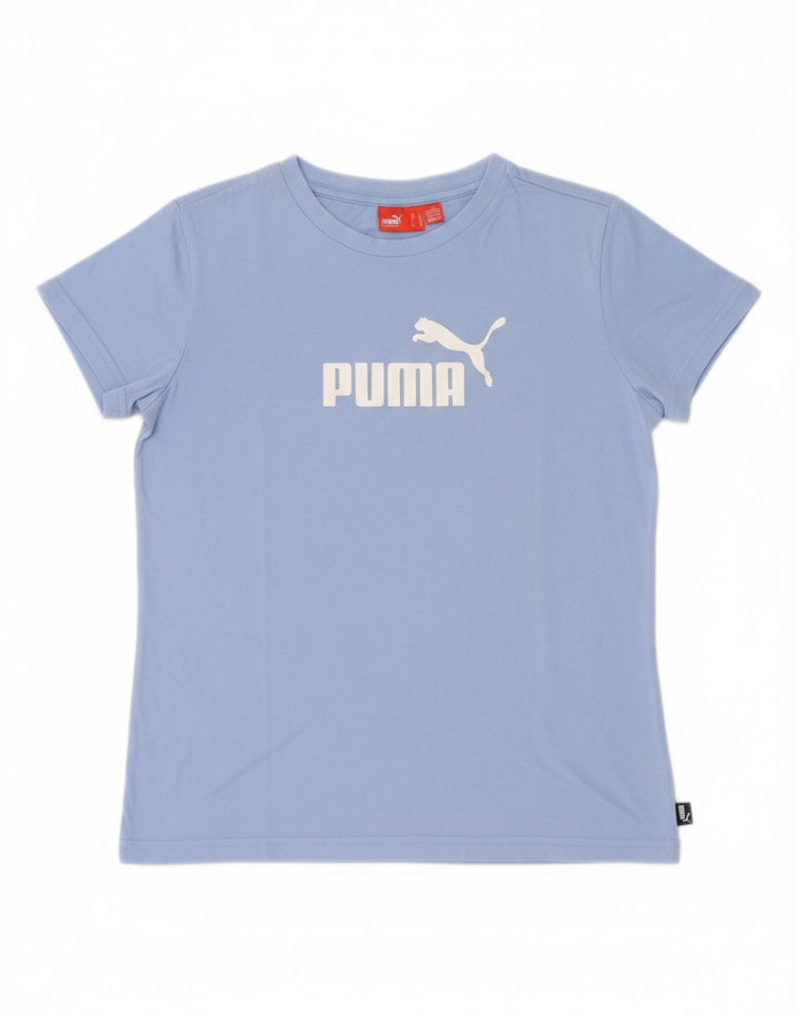 PUMA Womens Graphic T-Shirt Top UK 14 Medium  Blue Cotton