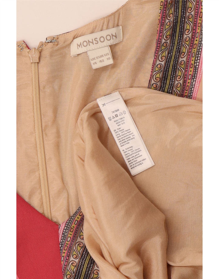 MONSOON Abito asimmetrico da donna UK 14 Grande patchwork multicolore