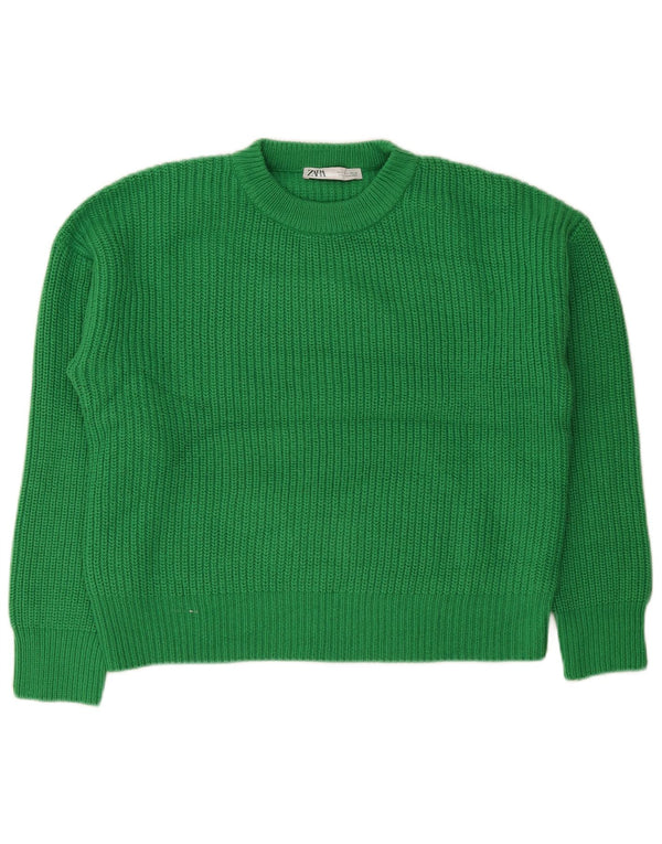 Maglione girocollo oversize da donna Zara UK 14 Acrilico verde medio
