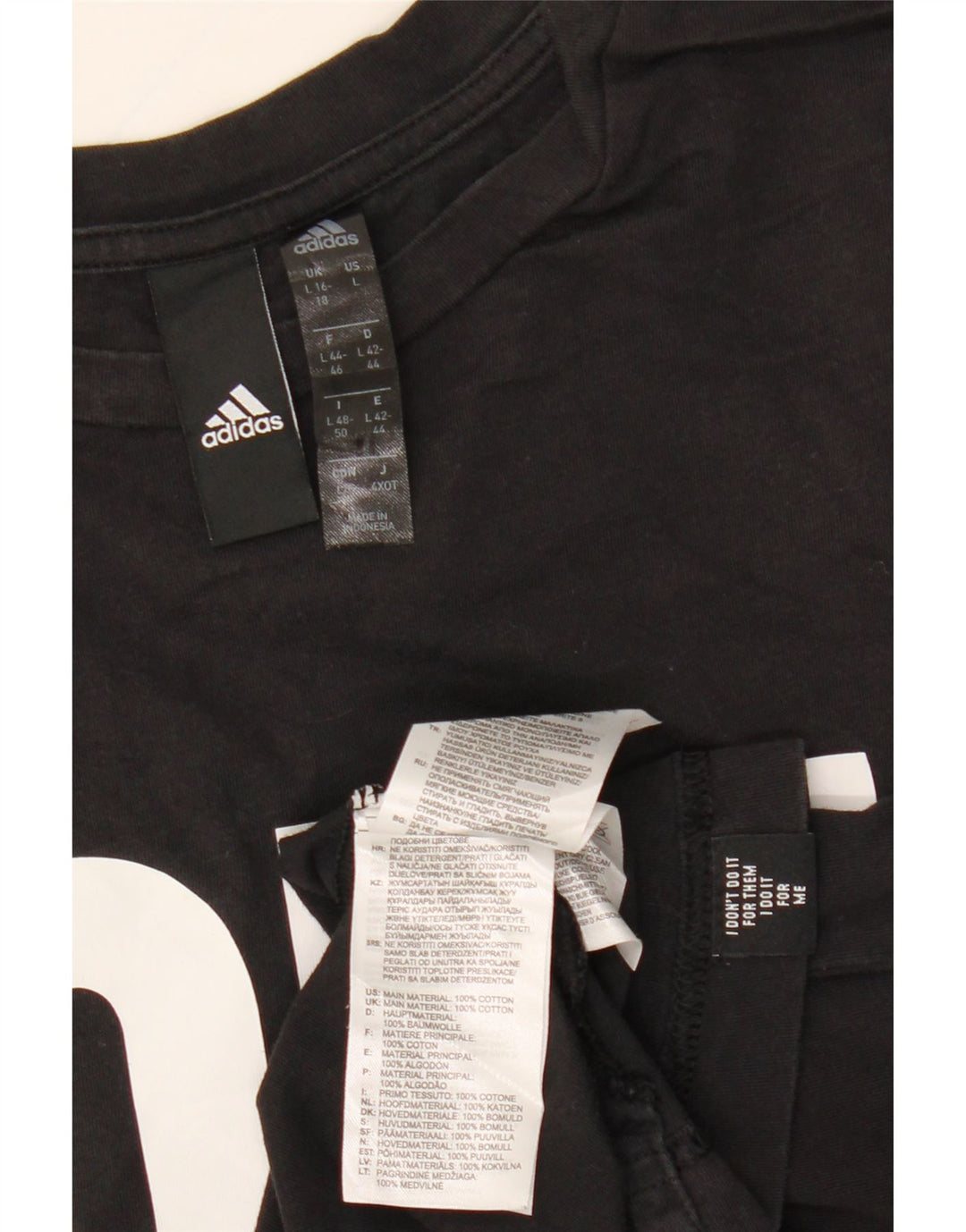T-shirt grafica corta da donna ADIDAS UK 16/18 grande cotone nero