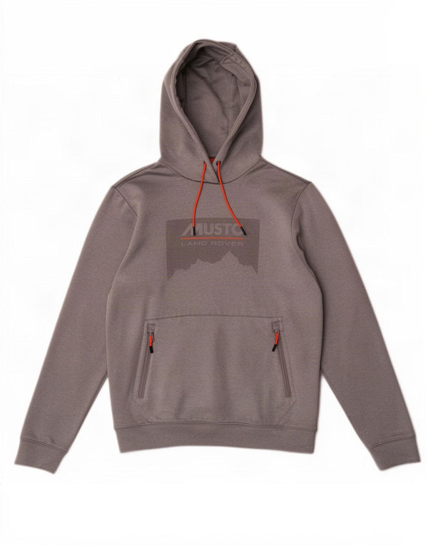 Musto Felpa con cappuccio grafica da uomo in poliestere grigio medio