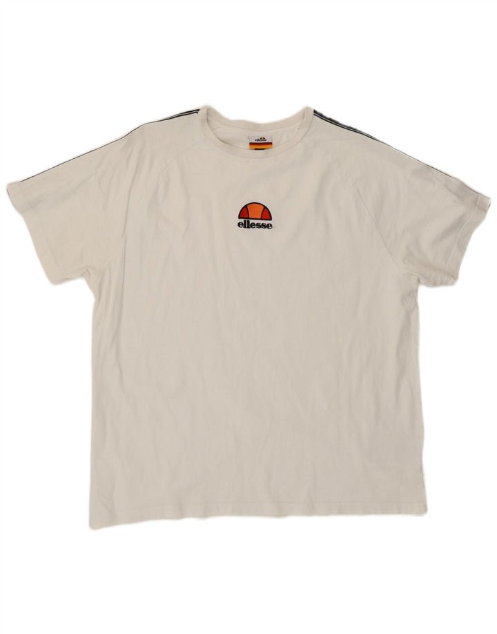 T-shirt grafica da uomo Ellesse Top grande in cotone color block bianco