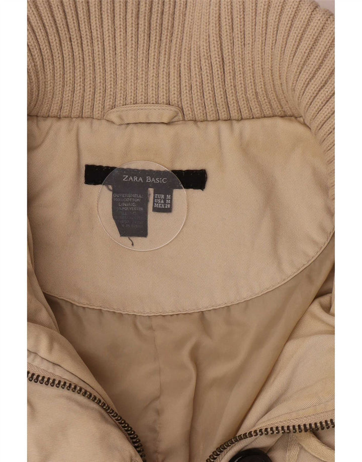 Giacca imbottita da donna Zara UK 12 Classica in cotone beige medio