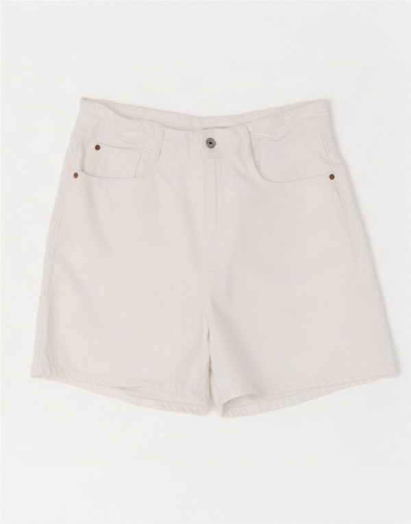 Pantaloncini di jeans a vita alta da donna Zara EU 36 XS W26 cotone bianco