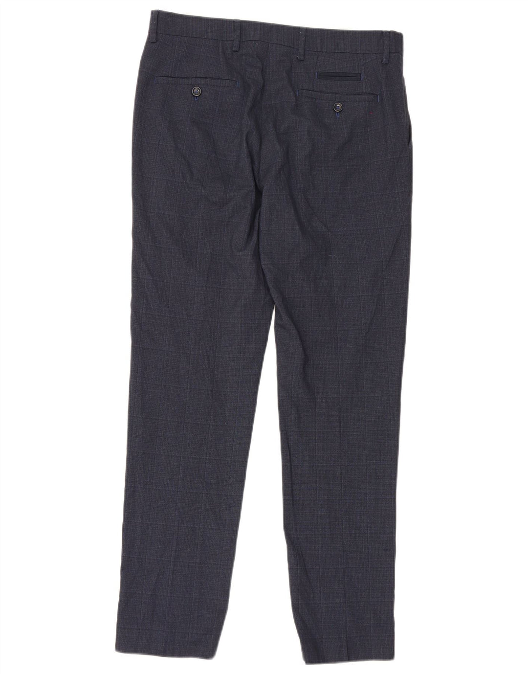Pantaloni da abito slim da uomo Penguin W32 L30 Poliestere a quadri blu navy