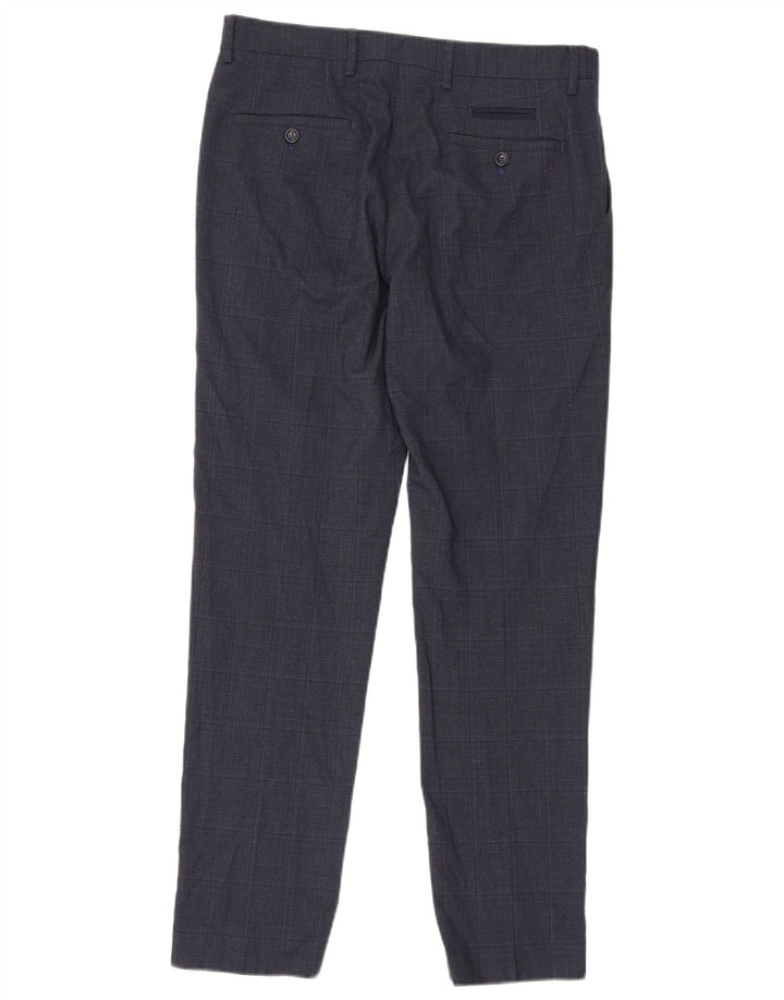 Pantaloni da abito slim da uomo Penguin W32 L30 Poliestere a quadri blu navy
