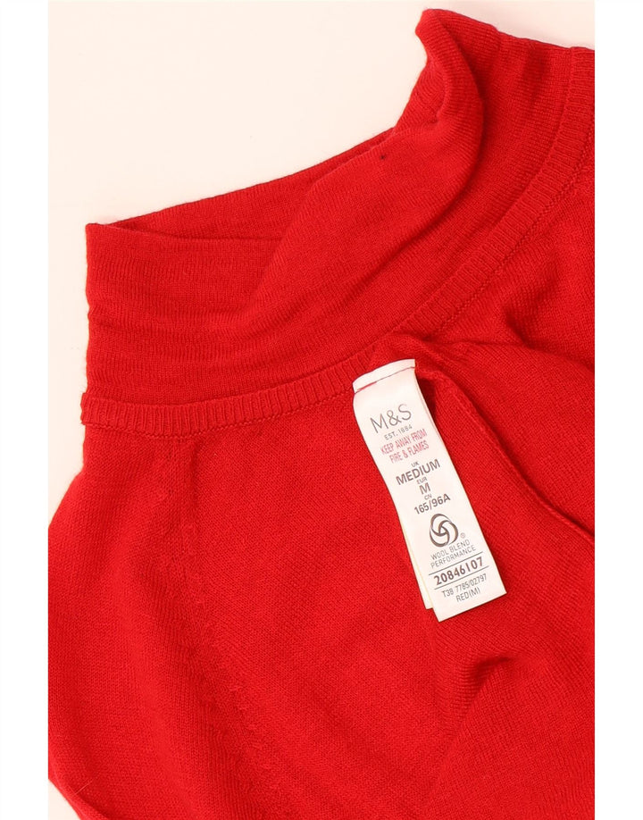 MARKS & SPENCER Maglione da donna con collo dolcevita UK 12 Rosso medio