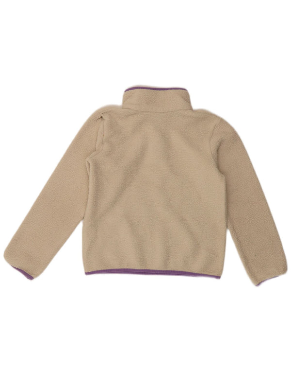 Maglione in pile Columbia per ragazze con bottoni e collo, 10-11 anni, beige medio, sportivo