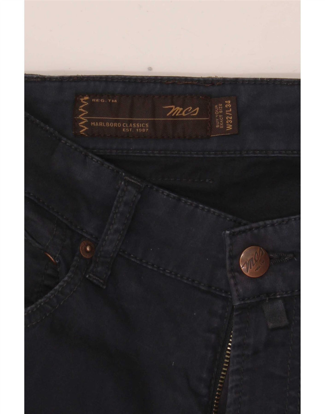 Pantaloni casual slim da uomo Marlboro Classics W32 L31 Blu navy