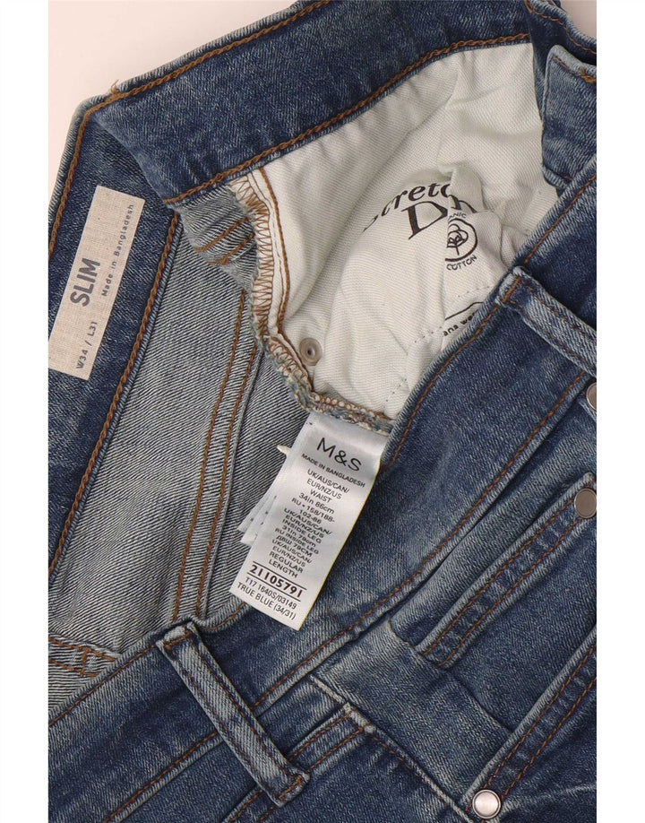 Jeans slim da uomo Marks & Spencer W34 L31 cotone blu