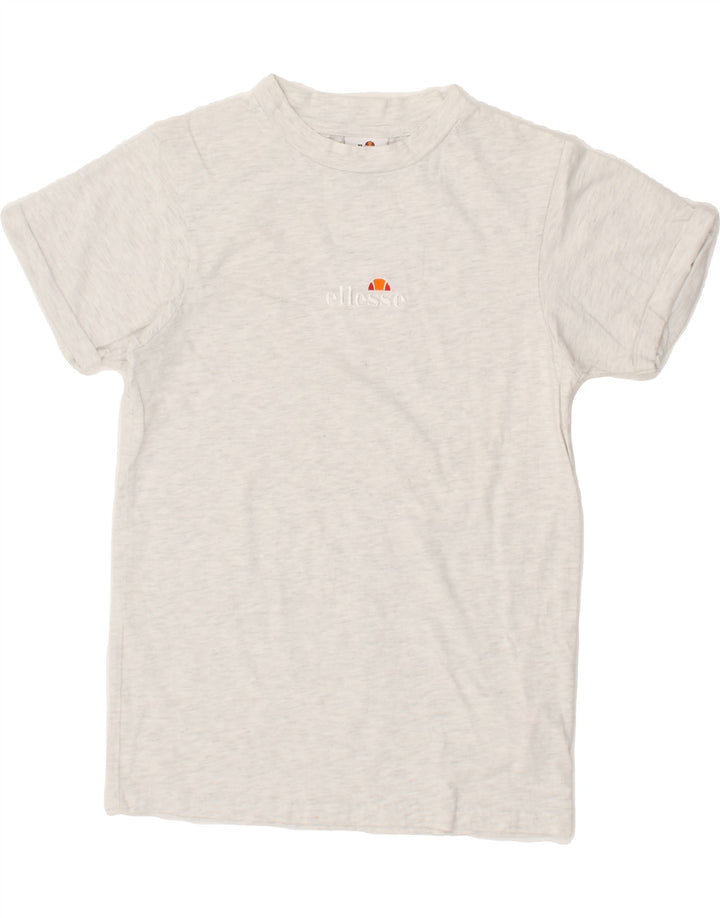 ELLESSE Womens Oversized T-Shirt Top UK 4 XS Grey Cotton Vintage Ellesse and Second-Hand Ellesse from Messina Hembry 