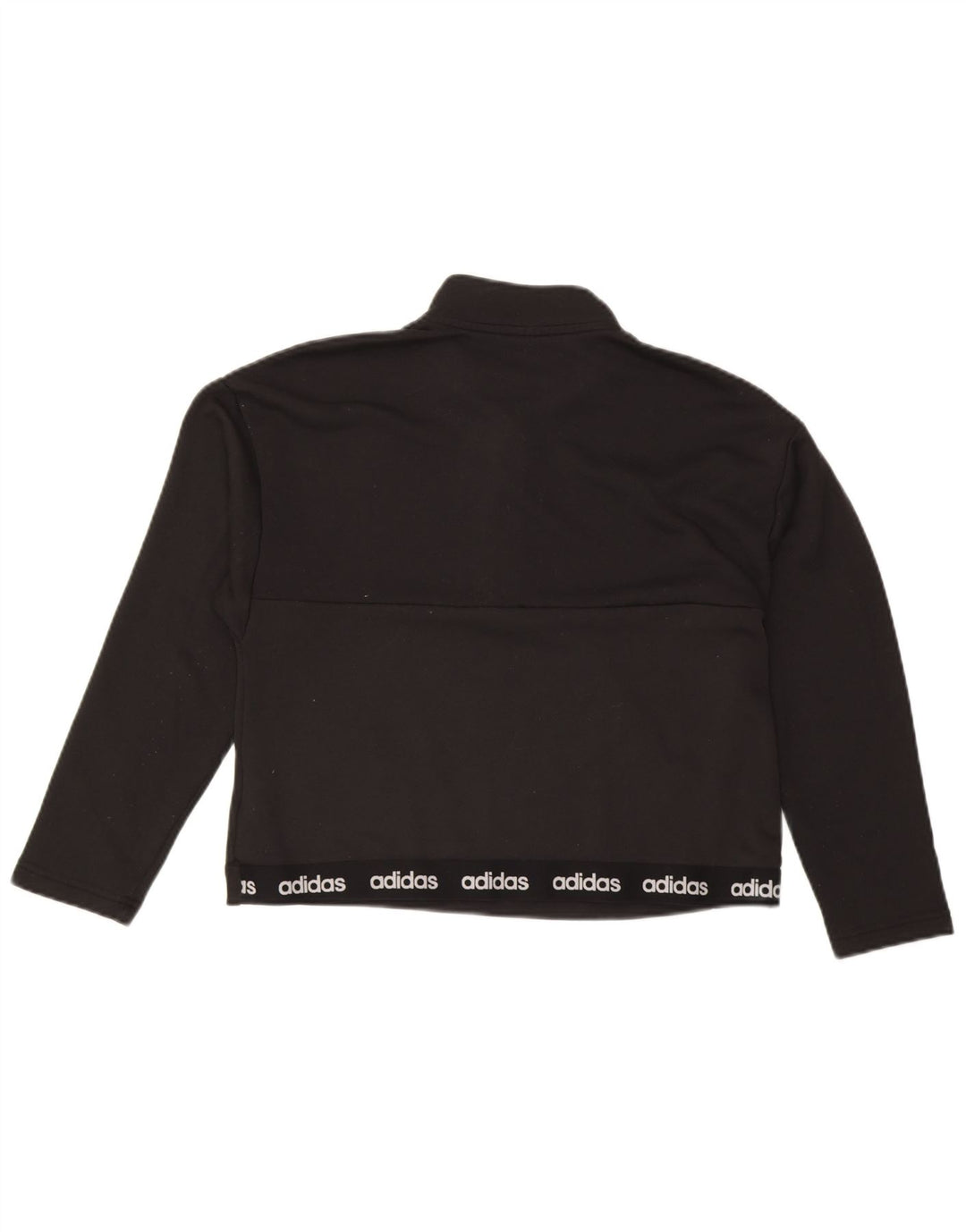 ADIDAS Womens Graphic Zip Neck Sweatshirt Jumper UK 12/14 Medium Black