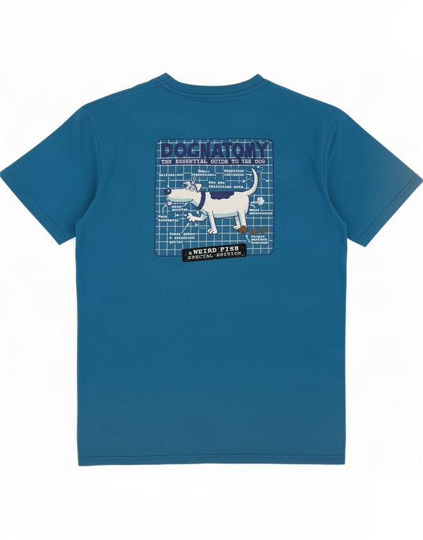 T-shirt grafica da uomo Weird Fish Top in cotone blu medio