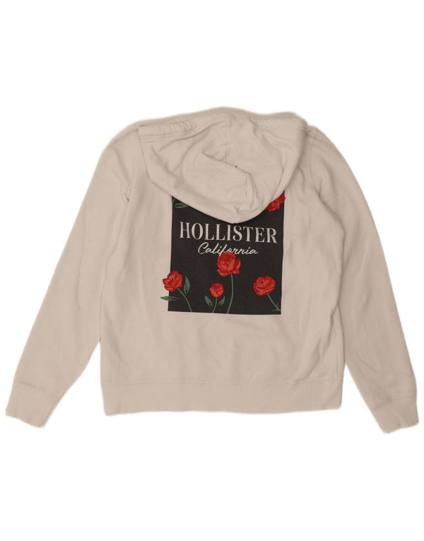 Maglione con cappuccio grafico da donna Hollister UK 14 cotone bianco medio