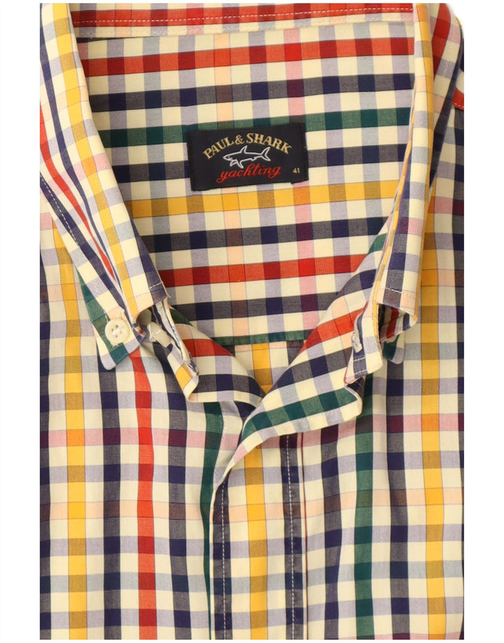 Paul & Shark Camicia da yachting da uomo taglia 41 grande quadretto multicolore