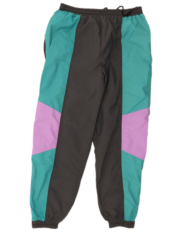 Pantaloni da tuta vintage da uomo Joggers IT 50 Large Green Colourblock