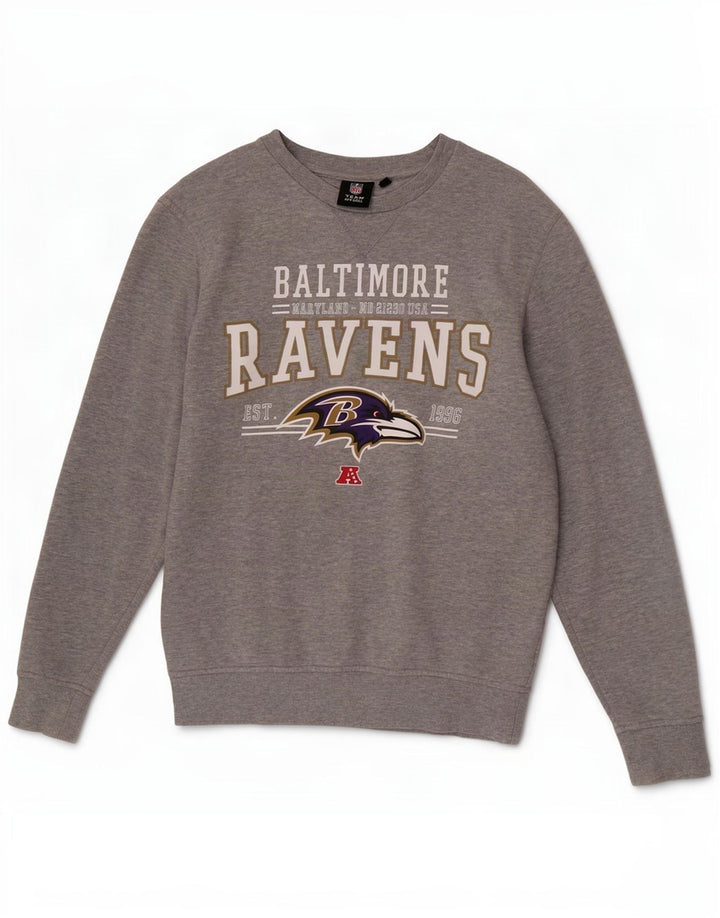 Felpa grafica da uomo dei Baltimore Ravens della NFL, maglione grigio medio chiazzato