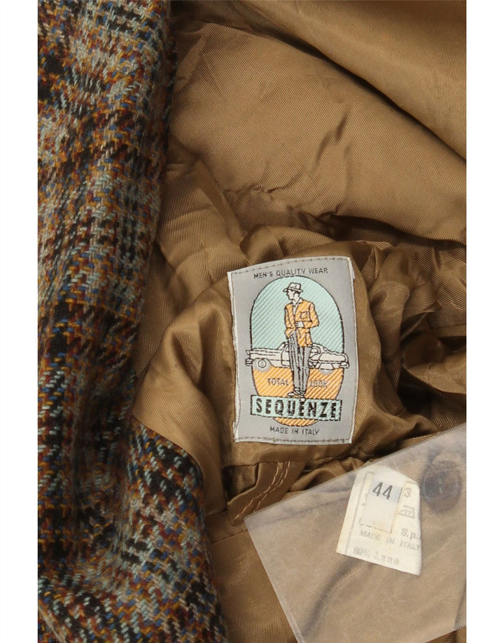 Giacca blazer vintage da uomo a 2 bottoni IT 44 XS lana pied de poule beige