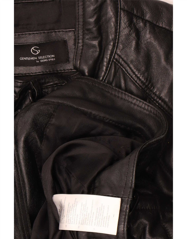 Giacca in pelle trapuntata vintage da uomo IT 50 grande in pelle nera