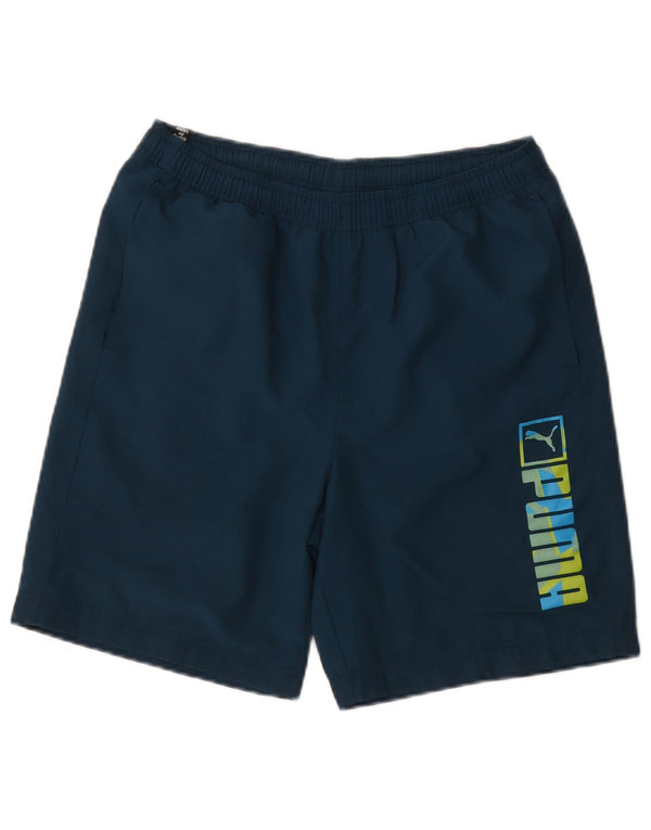 Pantaloncini sportivi grafici da uomo Puma piccoli in poliestere blu navy