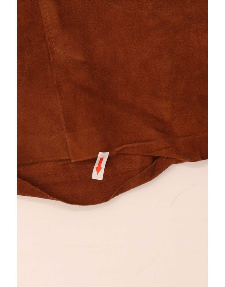 Minigonna vintage in pelle scamosciata da donna piccola W26 Beige
