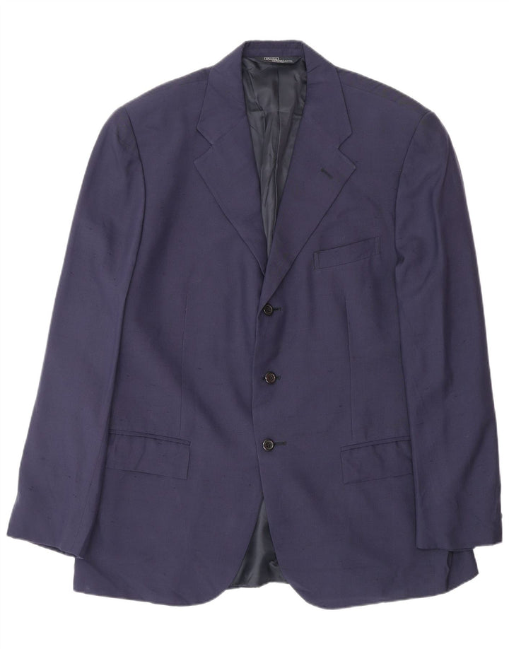 Polo Ralph Lauren Giacca blazer a 3 bottoni da uomo IT 52 Large blu navy in seta