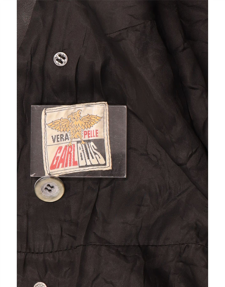 Cappotto in pelle da donna VINTAGE UK 12 Pelle nera media