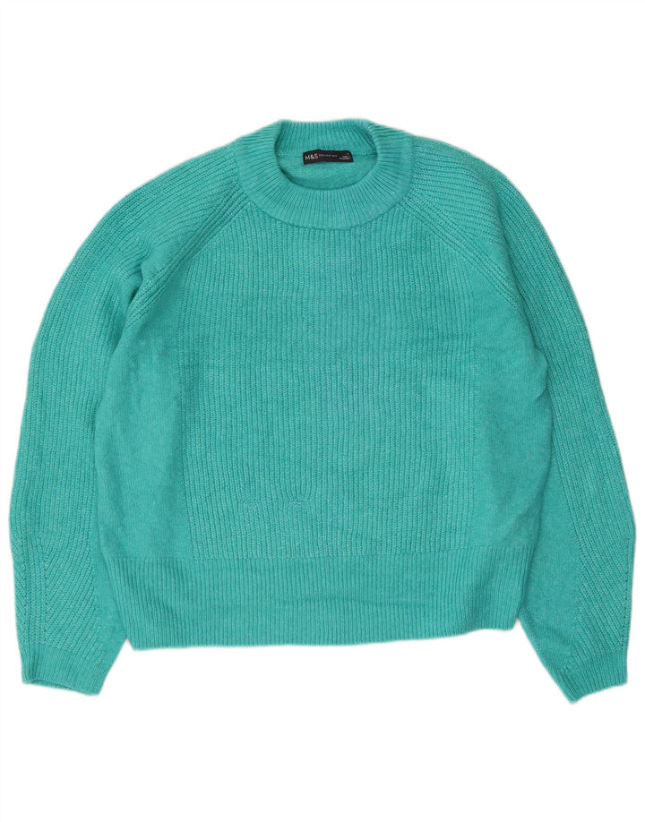 Maglione maglione girocollo da donna Marks & Spencer UK 14 Acrilico blu medio