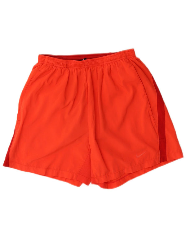 Pantaloncini sportivi Nike Dri Fit da uomo piccoli in poliestere color block arancione