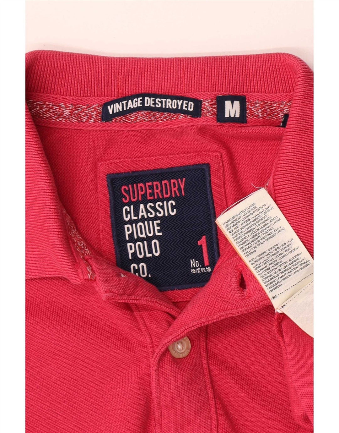 Polo da uomo a manica corta Superdry in cotone rosa medio